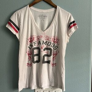 Infamous white V-neck T-shirt